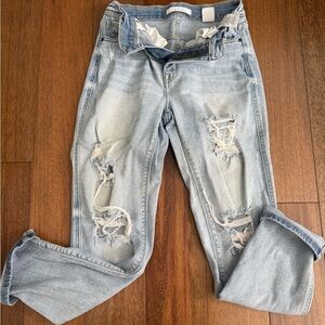 Women's Light Blue Distressed Jeans
